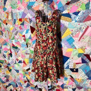 Vintage 80s 90s Laura Ashley dress | s-m|  cottage core black red green floral